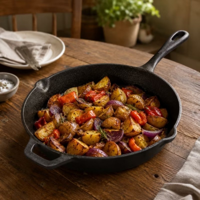 Zestaw 3 patelnie żeliwne 20/25/30 cm GierekHoff Żeliwna Tradycja ciężkie głębokie indukcja gaz ognisko grill GH 8002