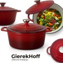 Garnek żeliwny emaliowany 4 L GierekHoff Żeliwna Tradycja kociołek czerwony 22 cm GH 6003