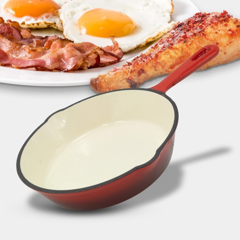 Zestaw 3 patelnie żeliwne emaliowane 20/25/30 cm GierekHoff Żeliwna Tradycja ciężkie głębokie indukcja gaz ognisko grill GH 6002