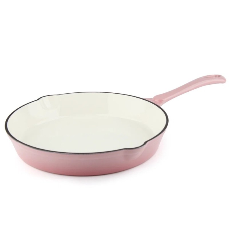Zestaw garnków 20/22/24 cm i patelnia 25 cm żeliwne emaliowane GierekHoff Żeliwna Tradycja ciężkie różowe GH 6026