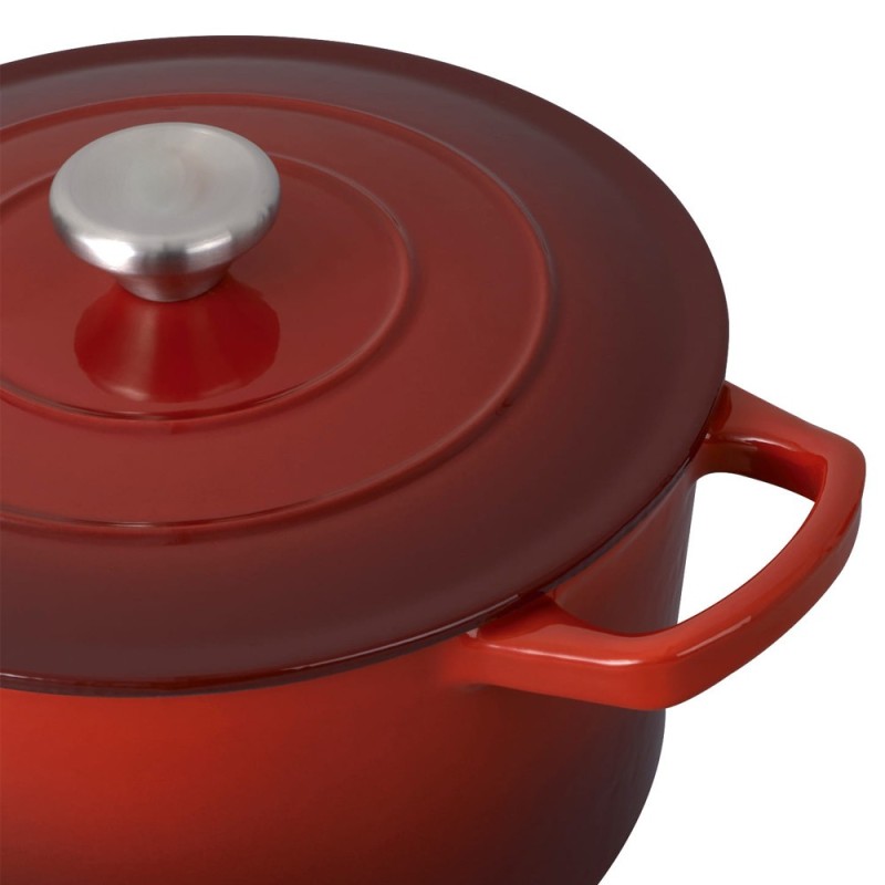 Garnek żeliwny emaliowany 5 L GierekHoff Żeliwna Tradycja kociołek czerwony 25 cm GH 6004
