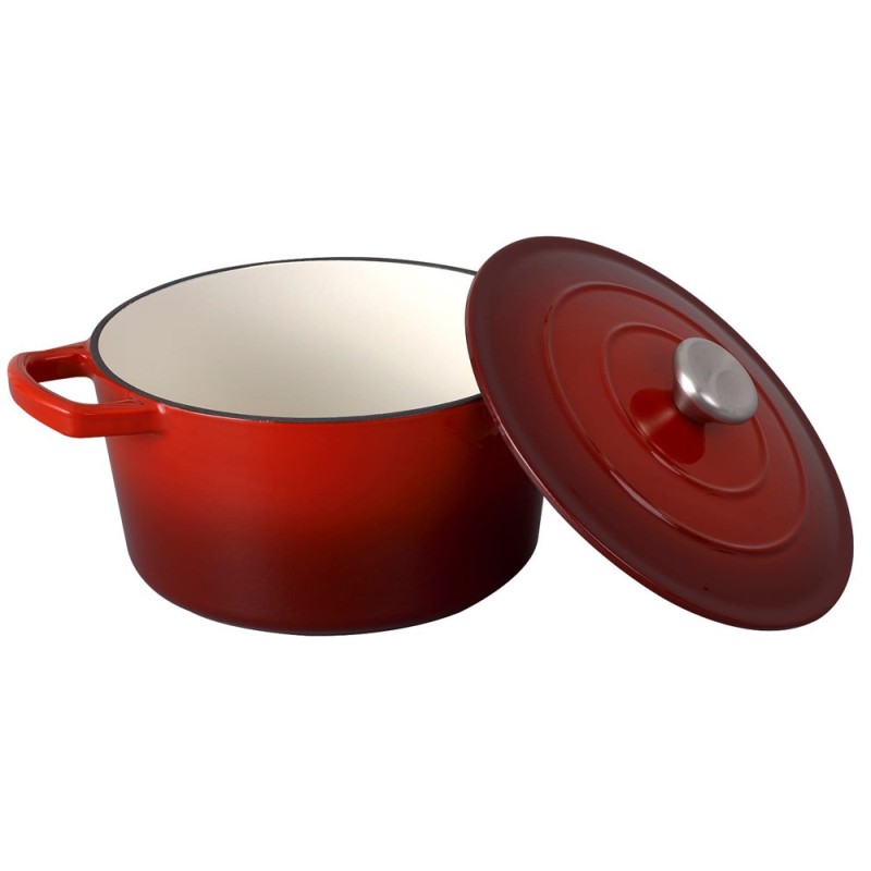 Garnek żeliwny emaliowany 5 L GierekHoff Żeliwna Tradycja kociołek czerwony 25 cm GH 6004