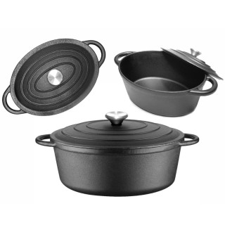 Garnek żeliwny 33 cm brytfanna 2w1 okrągła 4L na indukcję gaz Krisberg KR 7773