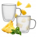 Szklanki termiczne z uchem do kawy latte 350 ml podwójne ścianki komplet 2 szt MG Home Renza