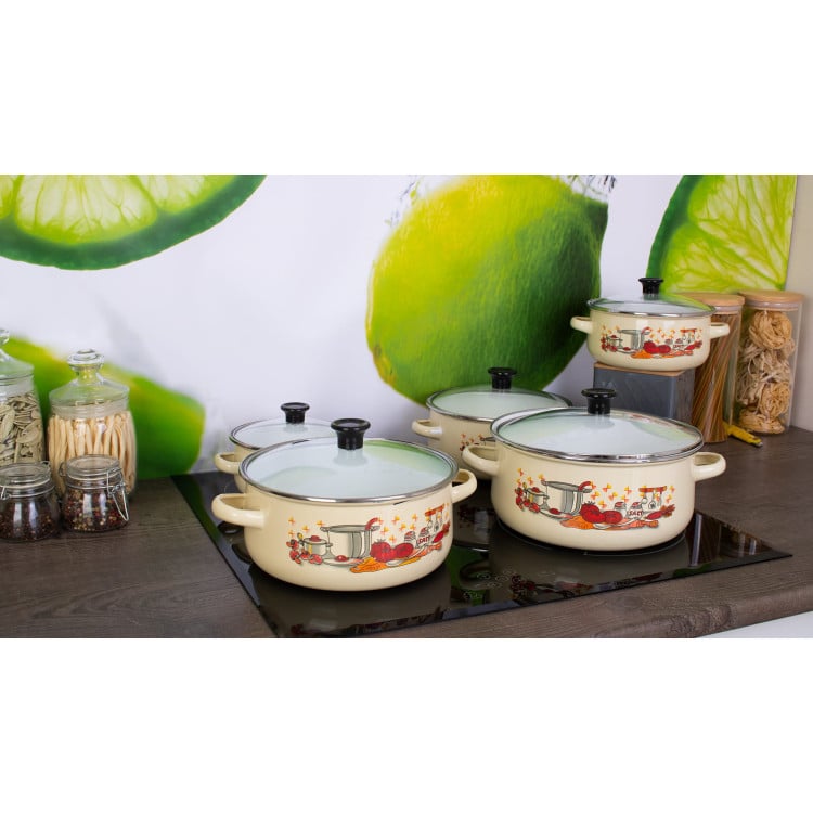 Garnki emaliowane Klausberg KB 7170 zestaw garnków emaliowane garnek GAZ emalia Cream Garnki emaliowane Klausberg KB 7170 zestaw garnków emaliowane garnek GAZ emalia Cream