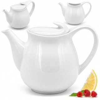Dzbanek porcelanowy biały 1,4l do herbaty kawy imbryk czajnik z pokrywą Tragar