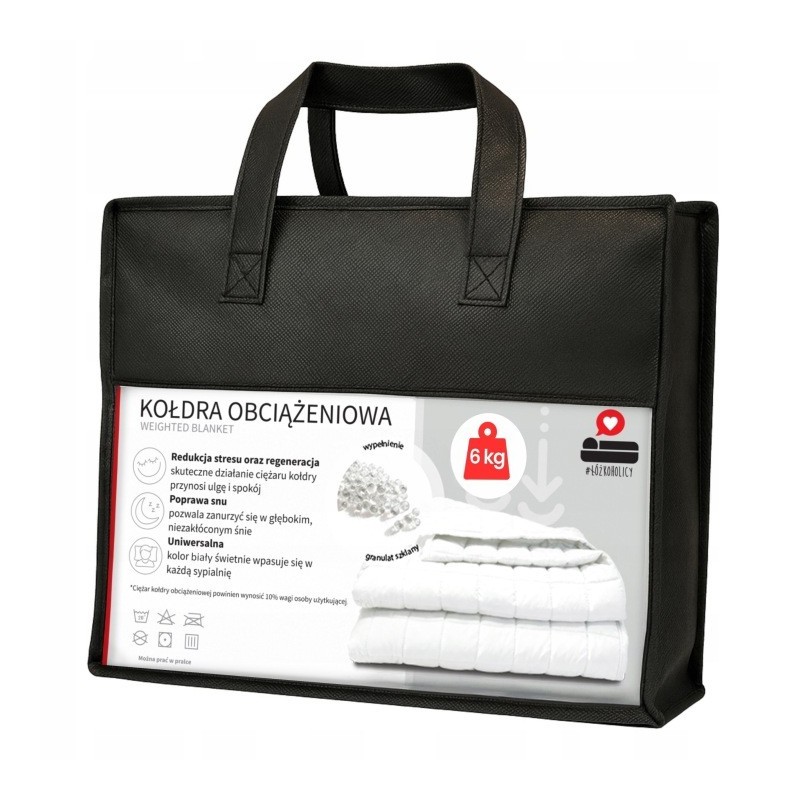 Kołdra Obciążeniowa 150 x 200 Sensoryczna dla Dorosłych Biała Nel 6 kg Koc Sensoryczny antystresowa