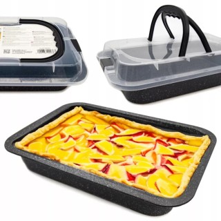 Blacha prostokątna z pokrywką 36x25cm non-stick brytfanna marmurowa forma do pieczenia Meyerhoff