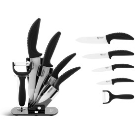 Noże ceramiczne Edenberg EB 7751 kuchenne z obieraczką 4 noże czarne